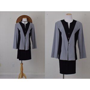 Vintage Black Polyester 2 pc Skirt + Jacket Set‎